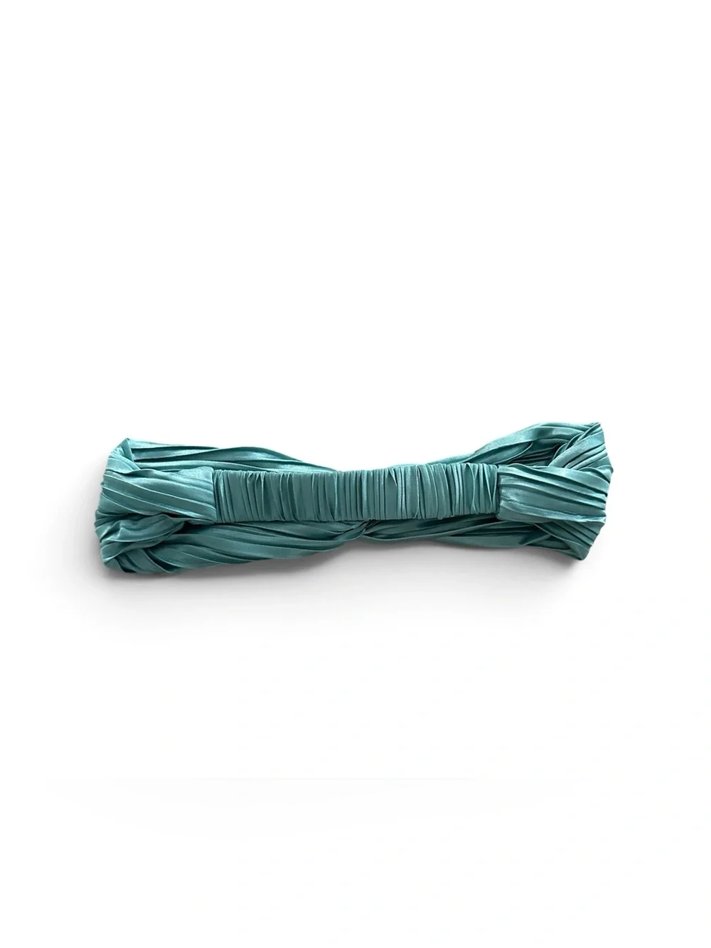 A New Day Satin Pleated Twist Front Headband - Teal Green